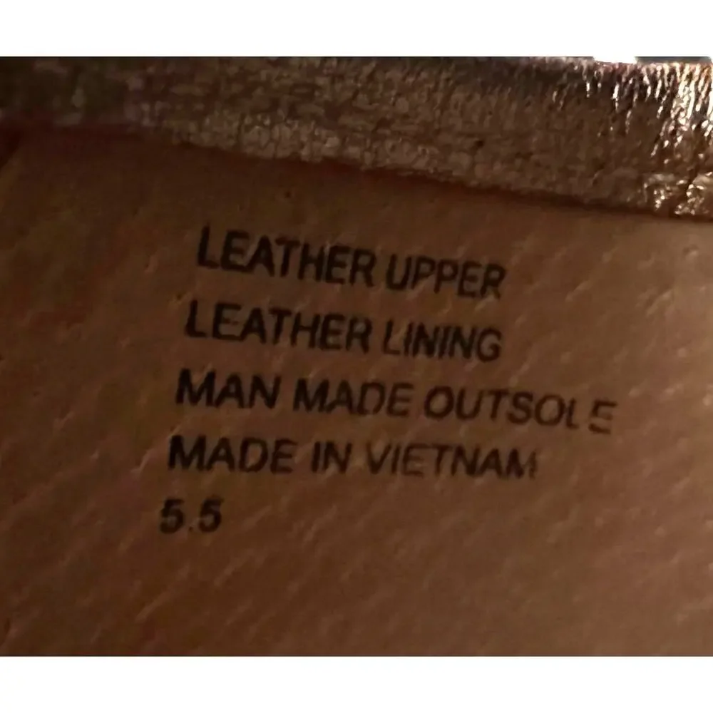 Birdies Metallic Gold Leather Loafers Women’s 5.5 Quilted Smoking Flats